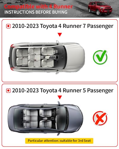 Floor Mats Compatible with 2013-2024 Toyota 4 Runner 7 Seat Cargo Liner Trunk Liner Back Seat Protectors 2023 4Runner Accessories (Fit 7 Seat, Floor Mats+Cargo Mat+3rd Row Backrest Mats) - style: For Toyota 4Runner 7-Seater | 2013-2024