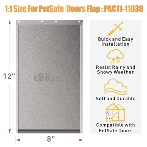 2 Pack Pet Door Replacement Flap with Magnetic Closure, Compatible with PetSafe Freedom Dog and Cat Door PAC11-11038 Medium 8 1/4" w x 12 3/4" h with 10PCS Screws - size: Medium
