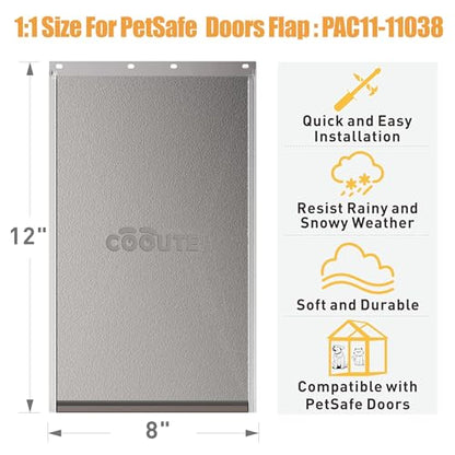 2 Pack Pet Door Replacement Flap with Magnetic Closure, Compatible with PetSafe Freedom Dog and Cat Door PAC11-11038 Medium 8 1/4" w x 12 3/4" h with 10PCS Screws - size: Medium