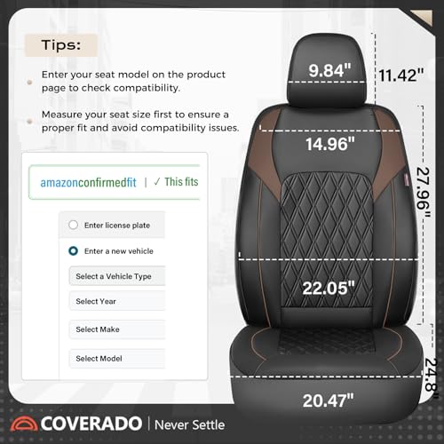 Coverado Seat Covers, Car Seat Covers Front Seats, Automotive Seat Covers, Waterproof Leather Car Seat Covers, Car Seat Cushion, Driver Seat Covers Car Seat Protector Fit Most Cars Truck, Black&Coffee - color: Black&Coffee, size: Front