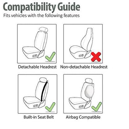 FH Group PU309115 Built-in Seat Belt Compatible PU Leather Seat Covers (Gray Black) Full Set – Universal Fit for Cars Trucks & SUVs - color: Gray/Black - Low Back (Faux Leather), size: Full Set