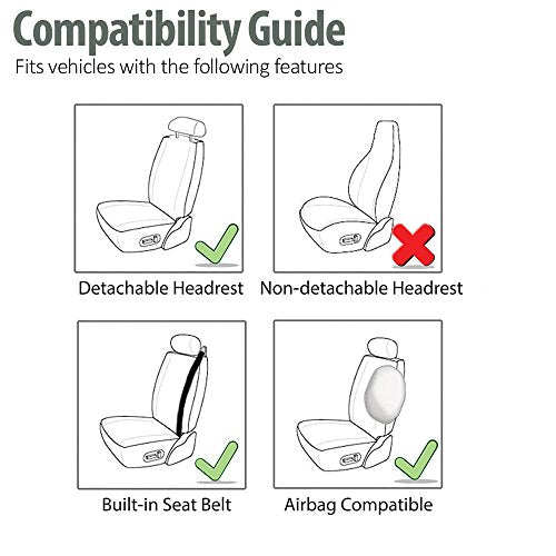 FH Group Front Set Cloth Car Seat Cover for Bucket Seats, Universal Fit, Airbag Compatible, Seat Covers for SUV, Van, Black - color: Black, style: Front Set