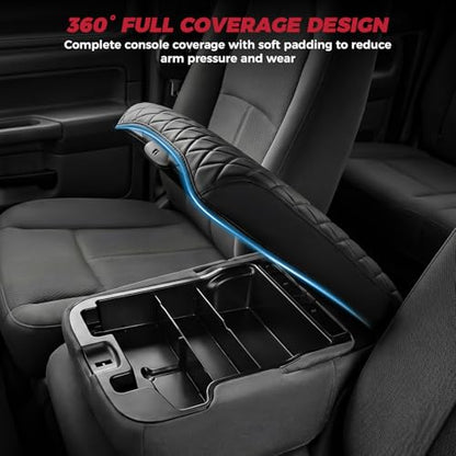 FREESOO Center Console Cover for 2002-2012 Dodge Ram 1500 2500 3500, Armrest Cushion Pad, Waterproof Faux Leather, Easy to Clean, Non-Slip & Anti-Scratch, Jump Seat Only - size: 2002-2012 Jump seat covers