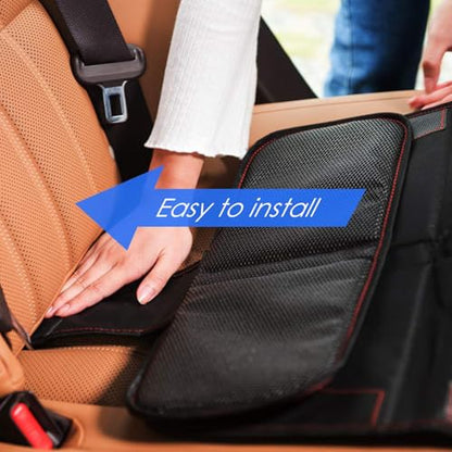 funbliss Car Seat Protector for Child Car Seat,Auto Seat Cover Mat for Under Carseat with Thickest Padding to Protect Leather & Fabric Upholstery,PVC Leather Reinforced Corners