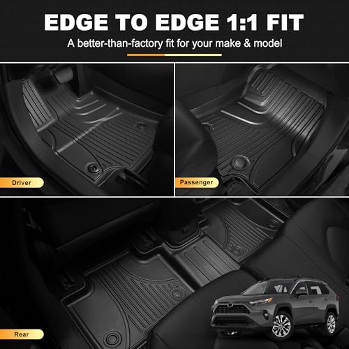 RAV4 Floor Mats for Toyota RAV4 2019-2025 (Not Fit Hybrid or 2026 Models) - All Weather Floor Liners 1st & 2nd Row Car Mats RAV4 Accessories - style: 2019-2025 | For Toyota Rav4 Floor Mats