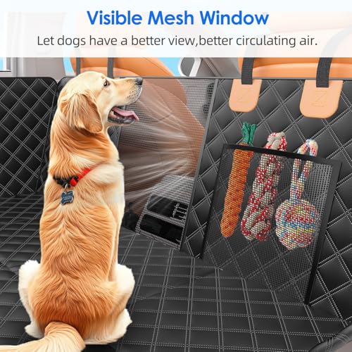 Back Seat Extender for Dogs with Hard Bottom/Large Space, Waterproof Dog Car Seat Cover Holds 400lbs, Sturdy Nonslip Pet Backseat Hammock for Cars/SUV