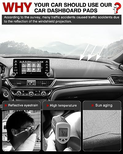 CARTIST Dashboard Cover Mat for 2018-2020 2021 2022 Honda Accord Accessories Dash Cover Flannel Dash Mat Sunshade Glare UV Rays Protector