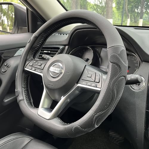 D Shaped Comfy Grip Steering Wheel Cover, Anti-Slip Design, Flat Bottom 14.5-15 Inch(Silicone Black)