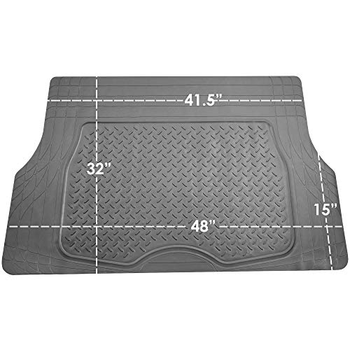 FH Group 4 Piece Liners Trimmable Climaproof™ Vinyl Car Floor Mats- Full Set with Premium Trimmable Vinyl Cargo Liner- Universal Fit for Cars Trucks and SUVs (Gray) - color: Gray