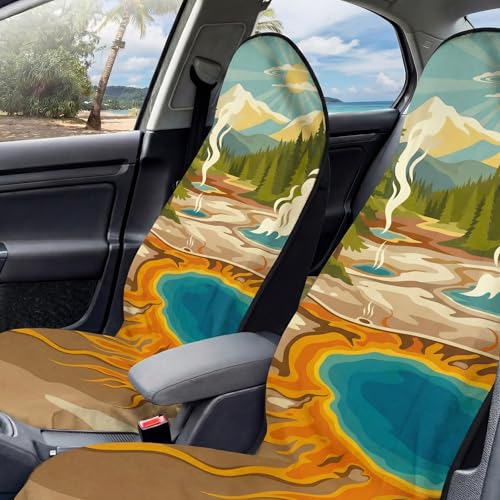 2 Pack Car Seat Towel Covers, Sweat Protector for Front Seats, Premium Thickened Microfiber with Tribal Sea Turtle, Breathable & Quick Dry, Slip-on Headrest Pocket for Gym, Beach, Running, Hot Spring - color: Hot Spring