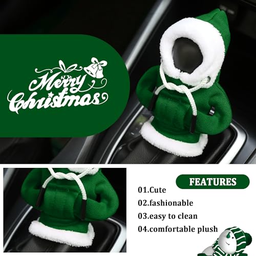 OFBAND Hoodie Car Gear Shift Cover,Christmas Car Decor Gear Shift Knob Cover for Manual/Automatic Shift Knob,Universal Interior Car Accessories Hoodie for Gearr Shifter Knobs (Christmas Green) - color: Christmas Green