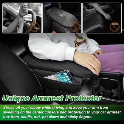 Shademax Center Console Cover Toyota RAV4 2019-2024 2025 Armrest Cover Cushion Pad for Toyota RAV4 Accessories PU Leather Armrest Seat Box Protector with Pockets Storage Bag