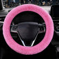 Furry Car Steering Wheel Cover, Heat Absorbing Fluffy Cover, Soft Warm Plush Non-Slip, 14 1/2-15 inch, for Women Girls, Pink - color: single cover - pink