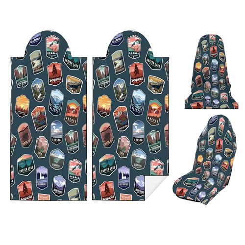 Car Seat Towel Cover After Gym, Car Seat Cover Towel – Sweatproof, Washable, Non-Slip Cover for Cars, SUVs (2 Pack, National Parks) - color: National Parks
