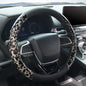 KAFEEK Black Leopard Cheetah Steering Wheel Cover, Universal 15 Inch, Anti-Slip PU Leather Car Steering Wheel Protector for Men Women, Fit for Cars, Auto, SUVs