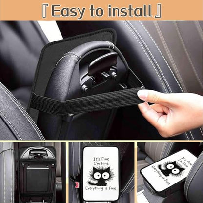 Car Handrail Box Cushion Soft Comfortable Anti Slip Middle Consoles Protector, Universal for Most Cars Trucks and SUV Fashion Car Interior Accessories Unisex - Fine Cat