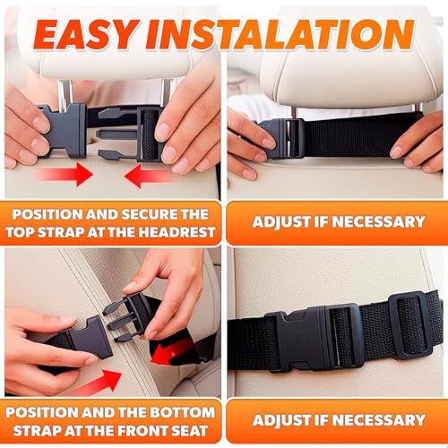 2 Pcs Backseat Car Organizer - Travel-Ready 23.4x16" Back Seat Car Organizer with 9 Large Pockets & Clear Tablet Holder, Made of Reliable Polyester with Long and Strong Straps - Easy to Attach & Clean