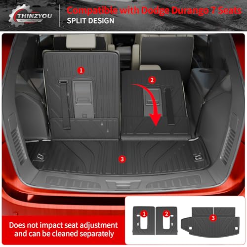 Floor Mats Compatible with 2016-2025 2026 Dodge Durango 7 Seats Cargo Mat Back Seat Cover Protector 2024 Durango Accessories (Fit 7 Seats, 3rd Row Backrest Mats+Trunk Mat+Floor Mats) - style: For Dodge Durango 7-Seater | 2016-2026