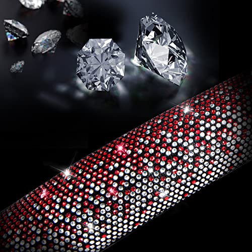 CAR PASS Bling Diamond Leather Steering Wheel Cover, Bling Sparkly Crystal Glitter Rhinestones Universal Fit 14" 1/2-15" Car Wheel Protector for Women Girl Fit Suvs,Vans,Sedans,Trucks, Red Silver - color: Red Silver Diamond