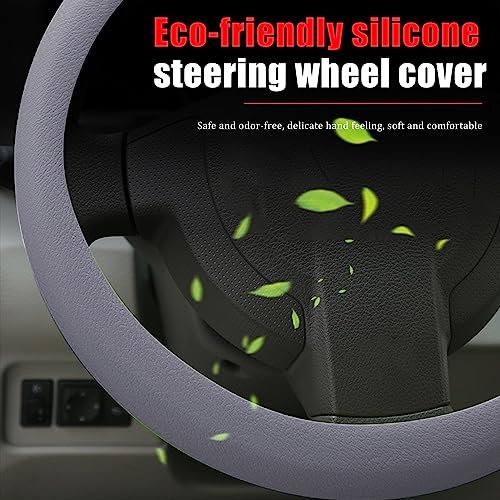 JDDRY Car Steering Wheel Cover,Silicone Steering Wheel Protector,Automotive Steering Wheel Protective Cover,Universal Fit(Gray,1PC) - color: Gray