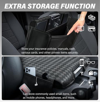 Center Console Cover Compatible with Ram 1500 2013-2018 & 2013-2026 Ram 2500/3500/1500 Classic Model Jump Seat Only, Leather Armrest Cover Middle Console Cover