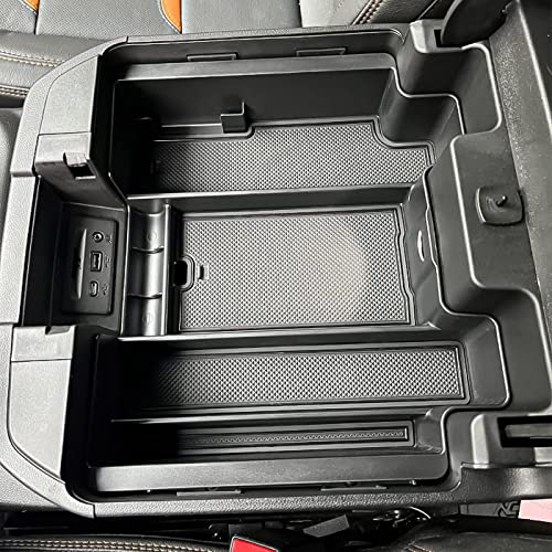 Center Console Organizer Compatible with 2020-2023 Silverado/Sierra 2500/3500HD/ 2019-2022 Chevy Silverado 1500 / GMC Sierra 1500 Accessories - Full-Coverage Insert Tray, ABS material Black - color: black
