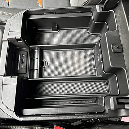 Center Console Organizer Compatible with 2020-2023 Silverado/Sierra 2500/3500HD/ 2019-2022 Chevy Silverado 1500 / GMC Sierra 1500 Accessories - Full-Coverage Insert Tray, ABS material Black - color: black