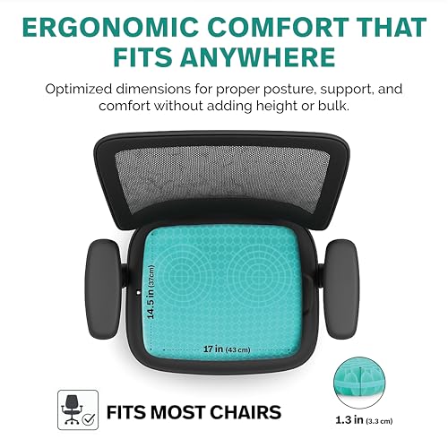 Gel Seat Cushion for Tailbone Support and Relief from Butt and Back Pain and Pressure - Cushions are Large Thick and Comfortable - Ideal for Office Chairs Driving Travel and Long Sitting