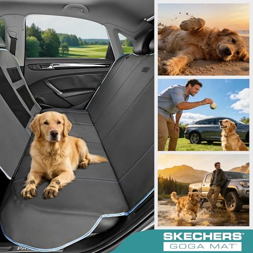 Skechers Dog Car Seat Cover for Pets GOGA MAT, Seat Extender for Dogs Waterproof Seat Cover Hammock Heavy Duty Scratch Proof Nonslip Durable Back Seat Covers for Cars Trucks and SUVs,Gray - color: Gray