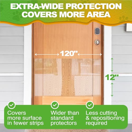 Door Protector from Dog Scratching - 12"X120" Transparent Pet Door Scratch Guard, No Residue Adhesive Dog & Cat Scratch Protector for Doors, Furniture