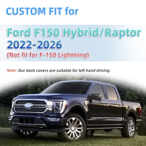 SKYLOTEC Dash Cover Custom Fit for Ford F150/Hybrid/Raptor F-150 2022-2026 Dashboard Cover Mat Dash Pad Carpet Protector (Not fit F150 Lightning, Without HUD)