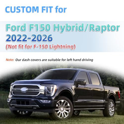 SKYLOTEC Dash Cover Custom Fit for Ford F150/Hybrid/Raptor F-150 2022-2026 Dashboard Cover Mat Dash Pad Carpet Protector (Not fit F150 Lightning, Without HUD)