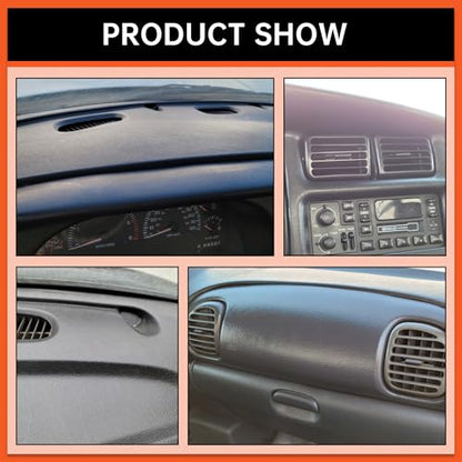 ECOTRIC Bezel Cover Instrument W/Vent & Dashboard Overlay Cover Kit Compatible with 1998-2002 Dodge Ram 1500 2500 3500 Bezel & Dash Board Cover Replacement Black - size: Bezel Cover W/ Vents & Dashboard Cover