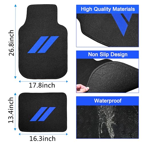 Dodge 4Pcs Car Floor Mats for Charger Durango Challenger Journey Non-Slip All Weather Waterproof Skin-Friendly Front & Rear Protector Liners Pad Polypropylene Material Blue Trim - color: Blue Trim