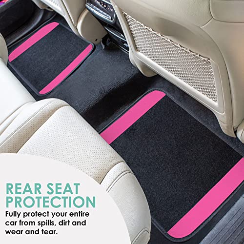 FH Group Automotive Floor Mats – Universal Fit Premium Carpet Car Mats with Driver Heel Pad, Full Set for Cars, SUVs & Trucks - Pink - color: Pink