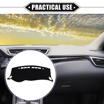 Car Dashboard Cover Mat Compatible for Nissan Sentra 2013-2019, Protective Polyester Black Center Console Interior Trim Dash Board Mat