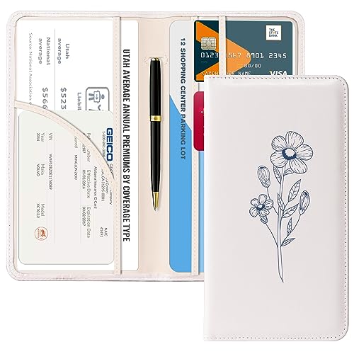 CoBak Car Registration and Insurance Holder - Vehicle Glove Box Car Organizer,Auto Truck Comparment Accessories Case with Magnetic Closure for Essential Document,Driver License,Cards - color: L-Orchids