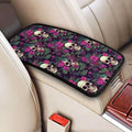 Universal Car Center Console Cushion Pad, Purple Flower Skull Soft Waterproof Car Center Console Cover Auto Armrest Seat Box Cover Protector for Most Vehicle SUV Truck Car - color: Purple Flower Skull