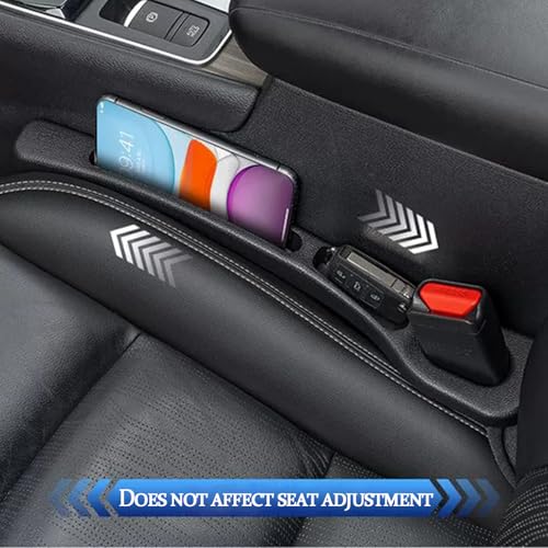 Car Seat Gap Filler Organizer Universal Fit Car SUV Truck Console Side Plug Strip Stopping Phone Key from Falling, Pack of 2 Black (Black) - color: Black
