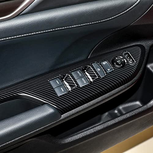 Car Window Lift Control Switch Panel Cover Decals for 2016-2021 Honda Civic 10th Gen Accessories ABS Carbon Fiber Stickers, Not for Coupe Model - color: Window Control Switch