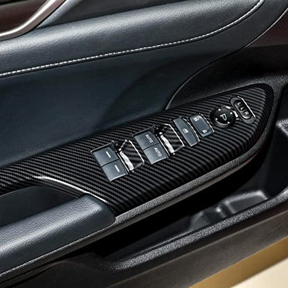 Car Window Lift Control Switch Panel Cover Decals for 2016-2021 Honda Civic 10th Gen Accessories ABS Carbon Fiber Stickers, Not for Coupe Model - color: Window Control Switch