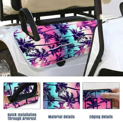 Golf Cart Seat Covers Golf Cart Seat Towel Blanket Group - color: Palm Tree 4 Pockets