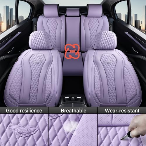Coverado Car Seat Covers Full Set, Purple Seat Covers, Automotive Car Seat Cover, Car Seat Cushion, Car Seat Covers Front Seats Back Seat Covers, Car Seat Protector Universal Fit Most Cars - color: Purple, size: FullSet