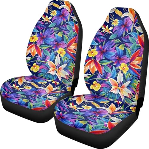 Colorful Tropical Flower Car Seat Covers Washable Seat Protector Automotive Vehicle Seat Covers for Cars Interior Accessories for Cars, Sedans, Trucks, SUVs - color: Colorful Tropical Flower