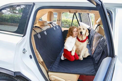 Petiza Back Seat Extender for Dogs Hard Bottom Dog Car Seat Cover for Back Seat Heavy Duty Scratch Proof Nonslip Durable Soft 100% Waterproof Dog Hammock for Car Truck SUV - size: Hard Bottom Extra Large-black