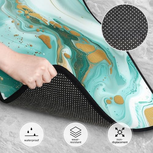 Universal Fit Car Floor Mats, Teal Aqua Marble Modern Art Abstract Set of 4pcs Car Carpet Fit for SUV, Vans, Sedans, Trucks - color: Teal Aqua Marble