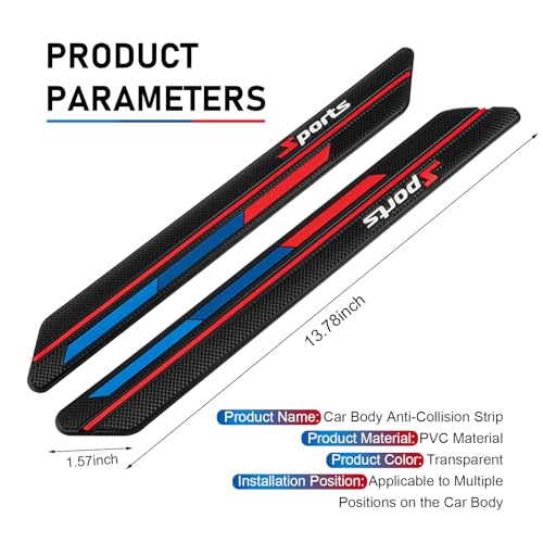 2 PCS Car Door Scratch Protector Trim, PVC Black Sport Style Car Bumper Protector Stickers, Self-Adhesive Angled Fold Body Containment Strip, Universal for Most Cars