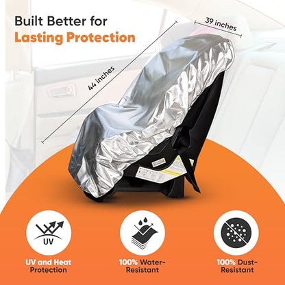 EcoNour Baby Car Seat Sun Shade Cover | Infant Carseat Heat Protector Keeps Toddler Seat at a Cool Temperature | Reflective car seat Sunshade Blocks Out Heat | Baby Travel Accessories - color: Silver