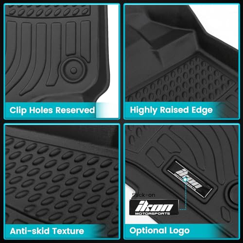 FREEMOTOR802 Compatible with 2015-2022 Ford F-150 Crew Cab Floor Mats, Black 3D Molded Carpets Liner 1st 2nd Row Front Rear Protection Pad 3PC TPE Thermo Plastic Elastomer All Weather Protector - size: For Ford F-150 Crew Cab 2015-2022