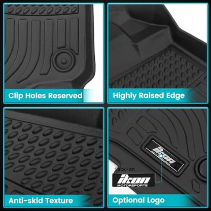 FREEMOTOR802 Compatible with 2015-2022 Ford F-150 Crew Cab Floor Mats, Black 3D Molded Carpets Liner 1st 2nd Row Front Rear Protection Pad 3PC TPE Thermo Plastic Elastomer All Weather Protector - size: For Ford F-150 Crew Cab 2015-2022